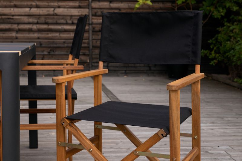 Venture Home Marion & Togo 4 st Matstolar Natur + Rektangulärt Matbord 150 x 90 Svart