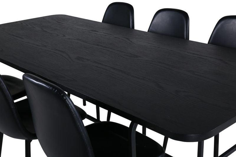 Venture Home Uno & Polar Rektangulärt Matbord 200 x 90 Svart + 6 st Matstolar Svart