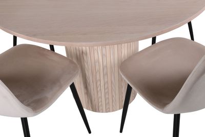Venture Home Bianca & Polar Runt Matbord ⌀110 Vitputsad + 4 st Matstolar Beige