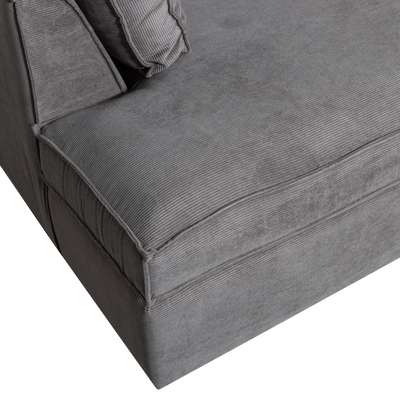 WOOOD Thomas Hörnsoffa Ribbstickad Tyg Vänster Mörkgrå