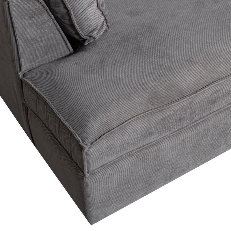 WOOOD Thomas Hörnsoffa Ribbstickad Tyg Vänster Mörkgrå