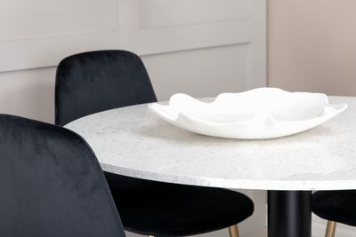 Venture Home Razzia & Polar Runt Matbord ⌀106 Vit + 4 st Matstolar Svart