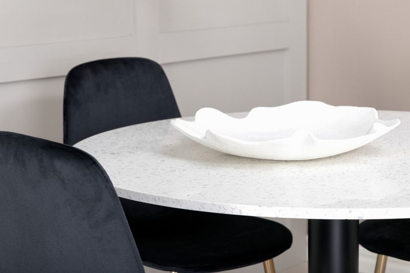 Venture Home Razzia & Polar Runt Matbord ⌀106 Vit + 4 st Matstolar Svart