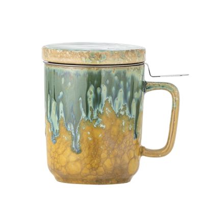 Creative Collection Yuma Mugg w/Lid and Strainer, Grön, Stengods - 6-pack