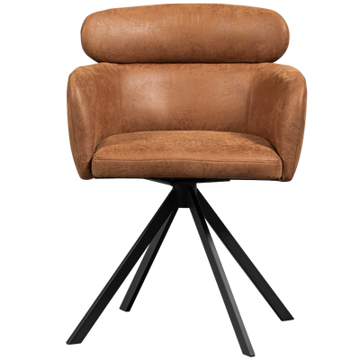 WOOOD Fenne Svängbar Matstol i Läderlook Konjak 2 st