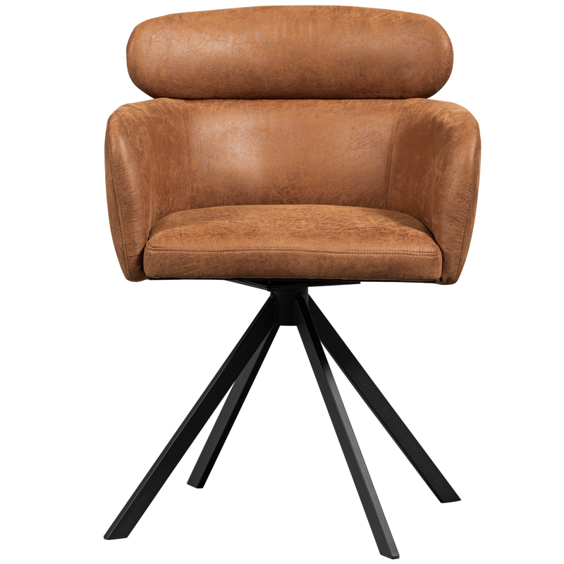 WOOOD Fenne Svängbar Matstol i Läderlook Konjak 2 st