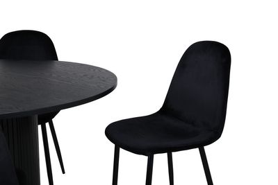 Venture Home Bianca & Polar Runt Matbord ⌀110 Svart + 4 st Matstolar Svart