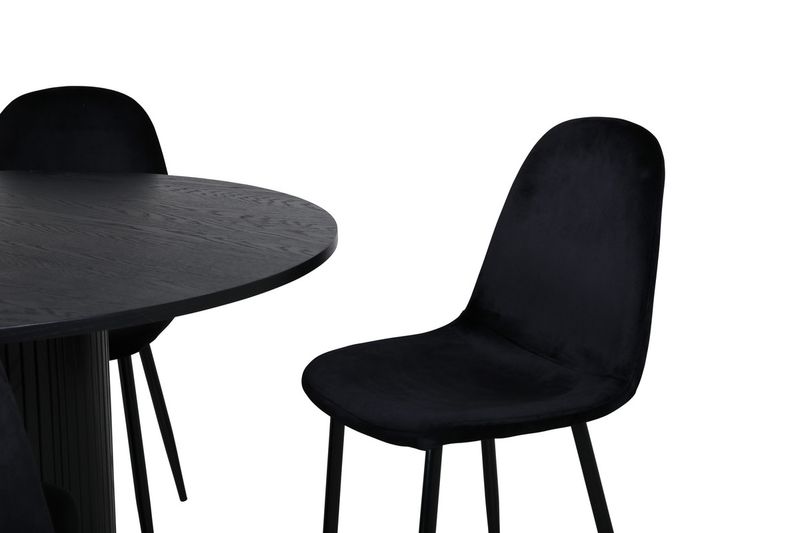 Venture Home Bianca & Polar Runt Matbord ⌀110 Svart + 4 st Matstolar Svart