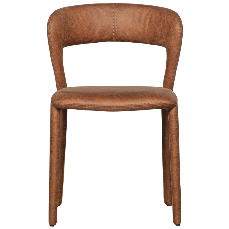 WOOOD Noble Matstol i Konjaksfärgad Läderlook 2 st