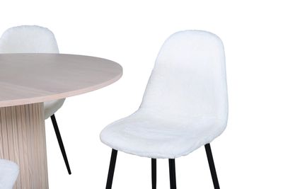 Venture Home Bianca & Polar Runt Matbord ⌀110 Vitputsad + 4 st Matstolar Vit