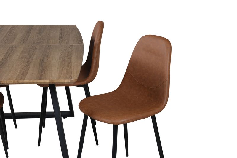 Venture Home Polar & Inca 4 st Matstolar Brun + Rektangulärt Matbord 160 x 85 Valnöt