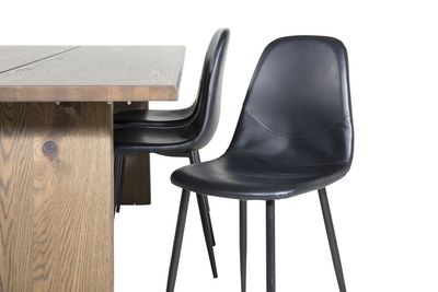 Venture Home Logger & Polar Rektangulärt Matbord 210 x 100 Natur + 6 st Matstolar Svart