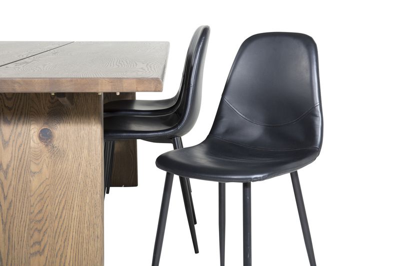 Venture Home Logger & Polar Rektangulärt Matbord 210 x 100 Natur + 6 st Matstolar Svart