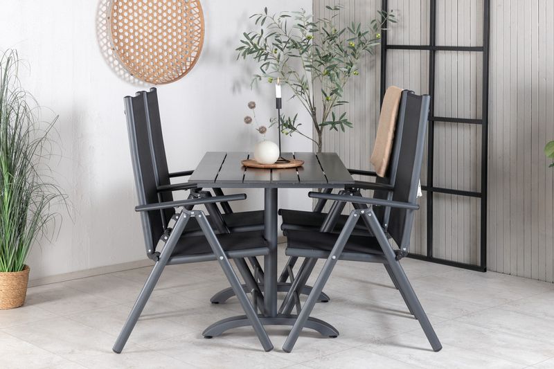 Venture Home Denver & Break Rektangulärt Matbord 120 x 70 Svart + 4 st Positionsstolar Svart