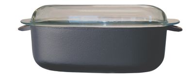 Ronneby Bruk, Oval Stekgryta Gjutjärn 5,5 L – Med Glaslock 33x22 cm