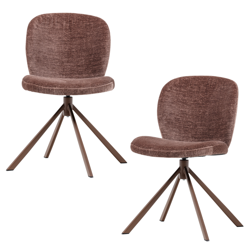 WOOOD Femke Matstol i Chenille, Brun 2 st