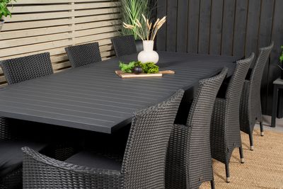 Venture Home Knick & Marbella Matstolar 8-pack Svart + Rektangulärt Matbord 160 x 100 Svart