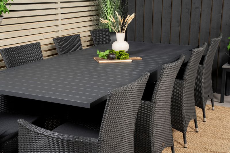 Venture Home Knick & Marbella Matstolar 8-pack Svart + Rektangulärt Matbord 160 x 100 Svart