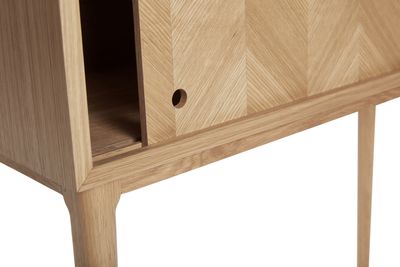 Hübsch Herringbone Konsolbord med Skjutdörrar Natur 90x35xh90cm