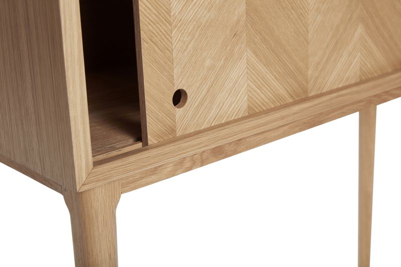 Hübsch Herringbone Konsolbord med Skjutdörrar Natur 90x35xh90cm