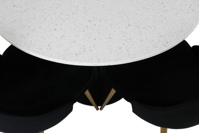 Venture Home Razzia & Velvet Deluxe Runt Matbord ⌀106 Vit + 4 st Matstolar Svart