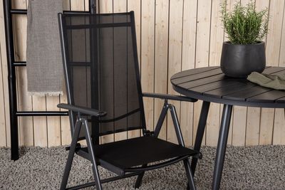 Venture Home Break Runt Matbord ⌀90 Svart + 2 st Positionsstolar Svart