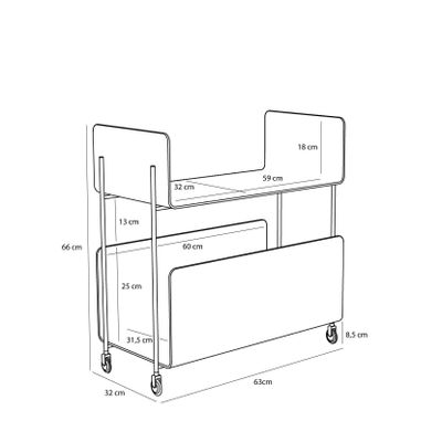 Hübsch Ays serveringsvagn mörkblå 63 x 32 x H66 cm