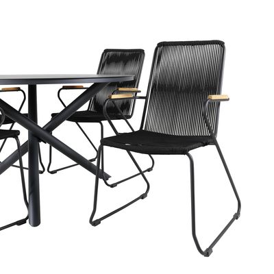 Venture Home Alma & Bois Runt Matbord ⌀120 Svart + 4 st Matstolar Svart