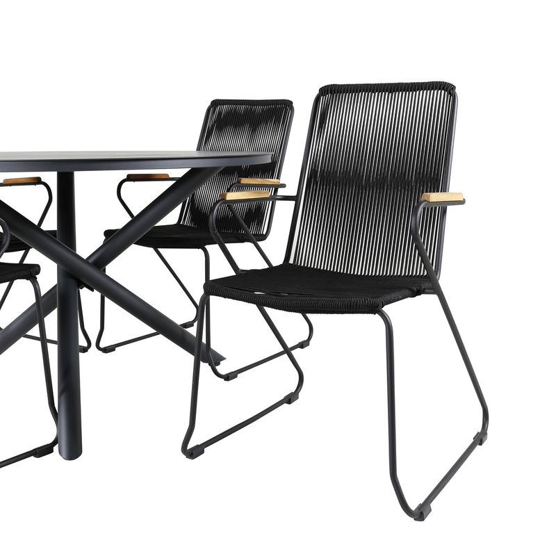 Venture Home Alma & Bois Runt Matbord ⌀120 Svart + 4 st Matstolar Svart