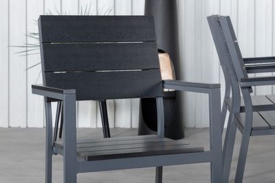 Venture Home Khung & Levels Rektangulärt Matbord 200 x 100 Natur + 6 st Matstolar Svart