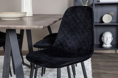 Venture Home Polar & Marina 6 st Matstolar Svart + Rektangulärt Matbord 180 x 90 Natur