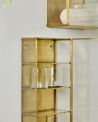 Nordal ADA Väggskåp, Small, 3 Hyllor, Gyllene Yta