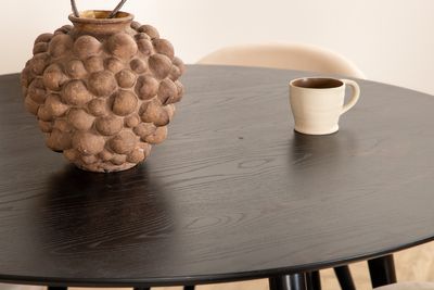 Venture Home Dipp & Velvet Runt Matbord ⌀115 Svart + 4 st Matstolar Beige