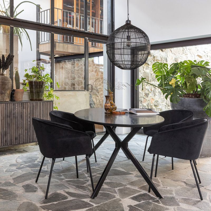 WOOOD Bruno Ovalt Matbord MDF Svart 220x100 cm