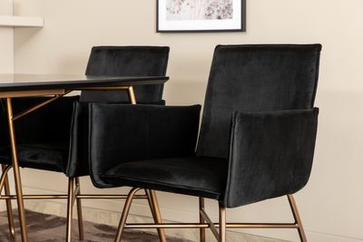 Venture Home Petra Rektangulärt Matbord 190 x 90 Svart + 6 st Matstolar Svart