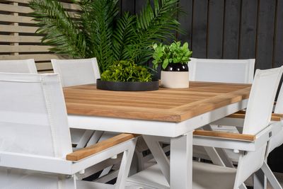 Venture Home Mexico & Panama Matstolar 6-pack Vit + Rektangulärt Matbord 160 x 90 Vit