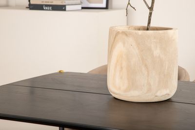 Venture Home Berit & Pelle 6 st Matstolar Beige + Rektangulärt Matbord 190 x 90 Svart