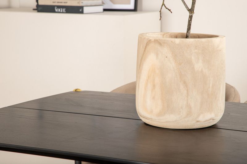 Venture Home Berit & Pelle 6 st Matstolar Beige + Rektangulärt Matbord 190 x 90 Svart