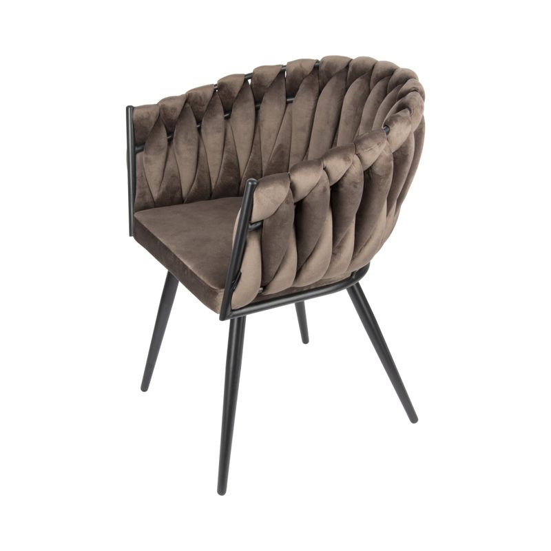 Homerebels Matstol Smokey Taupe – Sammet & flätad rygg