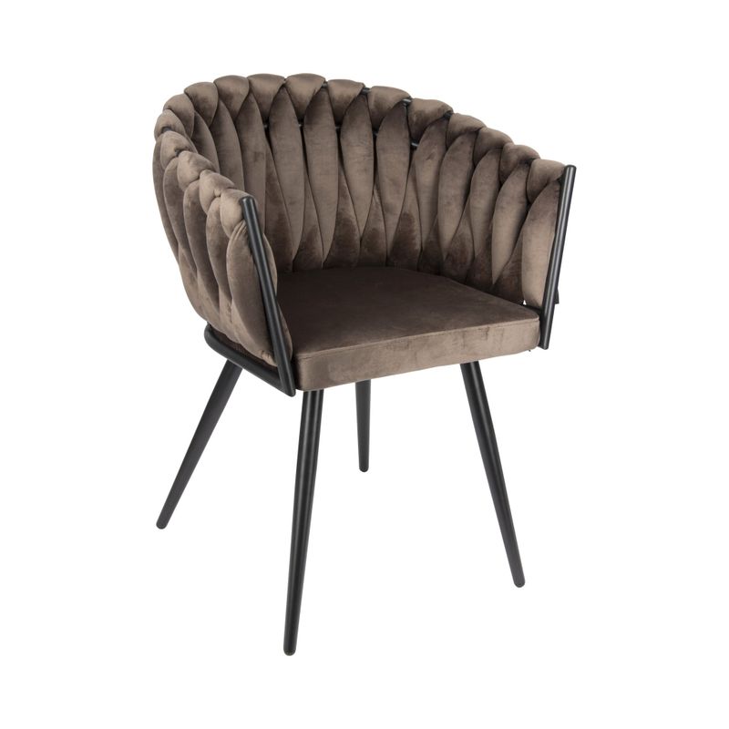 Homerebels Matstol Smokey Taupe – Sammet & flätad rygg