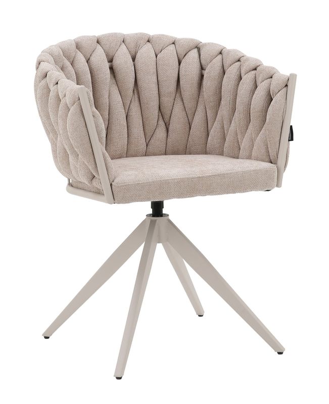 Homerebels Wave Chair Matstol Beige – Flätad rygg & 360° roterbar
