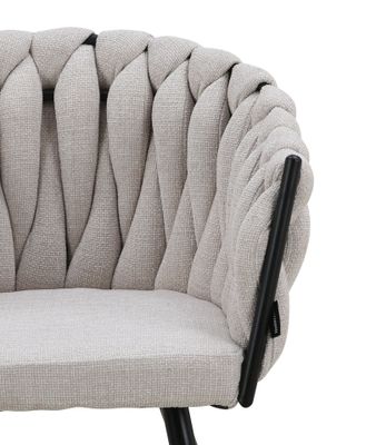 Homerebels Matstol Beige – Tyg & flätad rygg