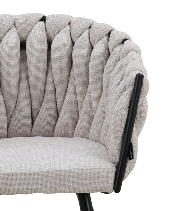 Homerebels Matstol Beige – Tyg & flätad rygg