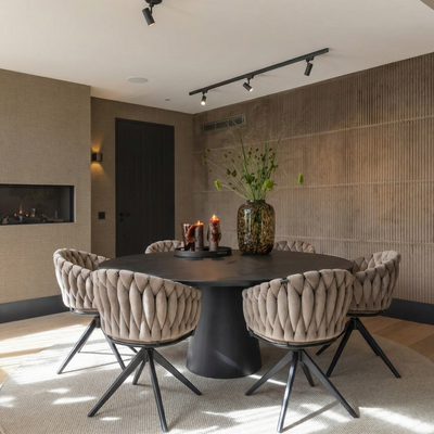 Homerebels Matstol Sand – Sammet & roterande ram