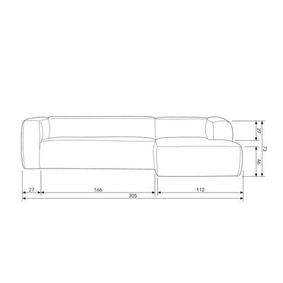 WOOOD Bean Hörnsoffa Höger i Ribbad Travertin