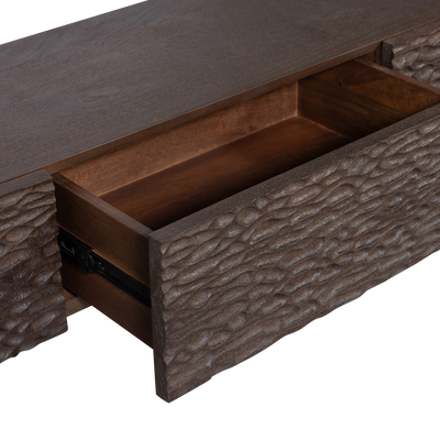 WOOOD Crumble Snidad TV-bänk i Mangoträ Mörkbrun Valnöt