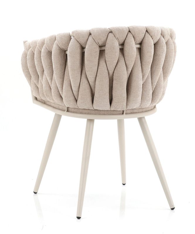 Homerebels Beige Matstol – Beige ben, flätad rygg & armstöd