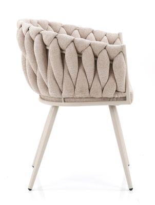 Homerebels Beige Matstol – Beige ben, flätad rygg & armstöd