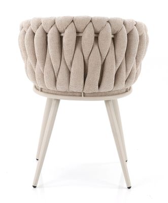 Homerebels Beige Matstol – Beige ben, flätad rygg & armstöd