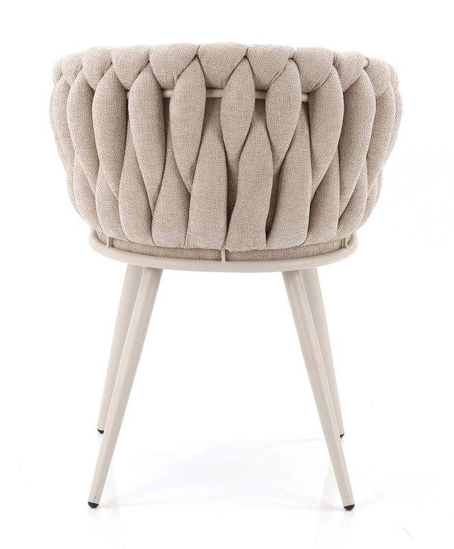Homerebels Beige Matstol – Beige ben, flätad rygg & armstöd